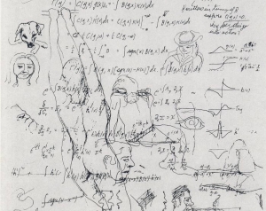Ecuaciones y dibujos de Richard Feynman.