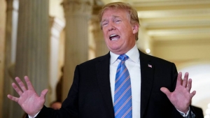  Trump habla con la prensa este martes tras reunirse con los republicanos de la Cámara de Representantes MANDEL NGAN (afp) / atlas 