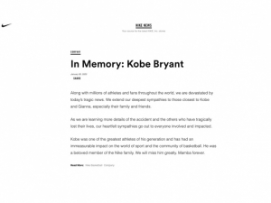 Nike retira mercancía de Kobe Bryant de su tienda en línea