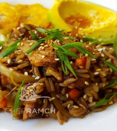 Chow fan, Platanos Fritos, Aguacate